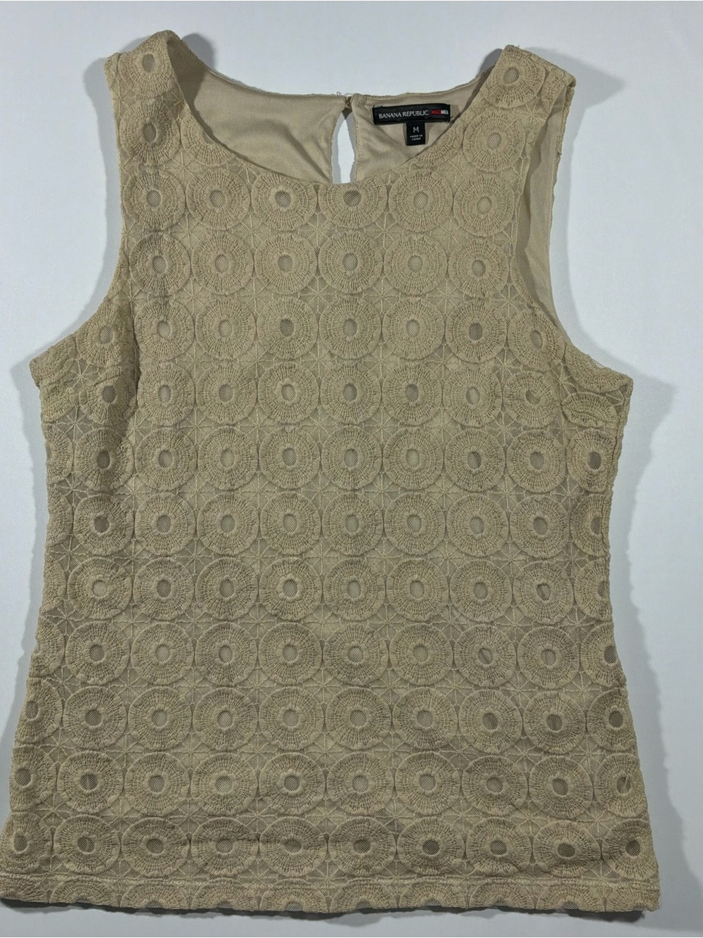 Banana Republic Mad Men Collection Crochet Lace Top Sz M Sleeveless Keyhole